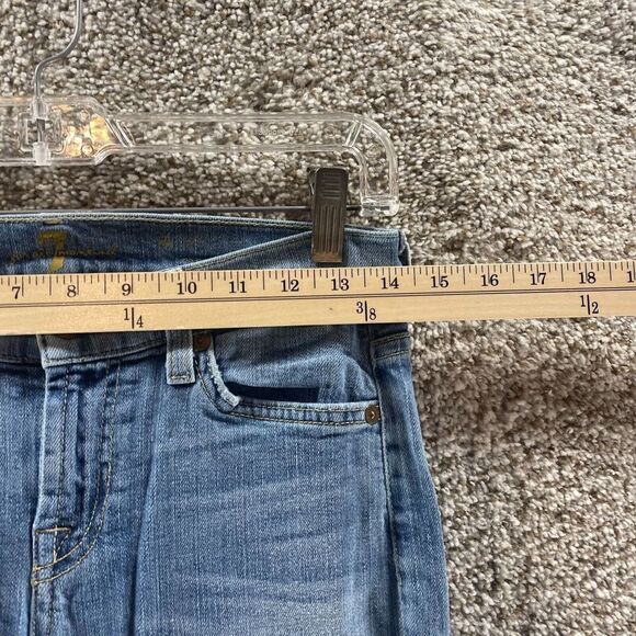 7 For All Mankind Jeans Womens 26 Blue Denim Skinny Crop And Roll Preppy Ladies - Picture 2 of 10